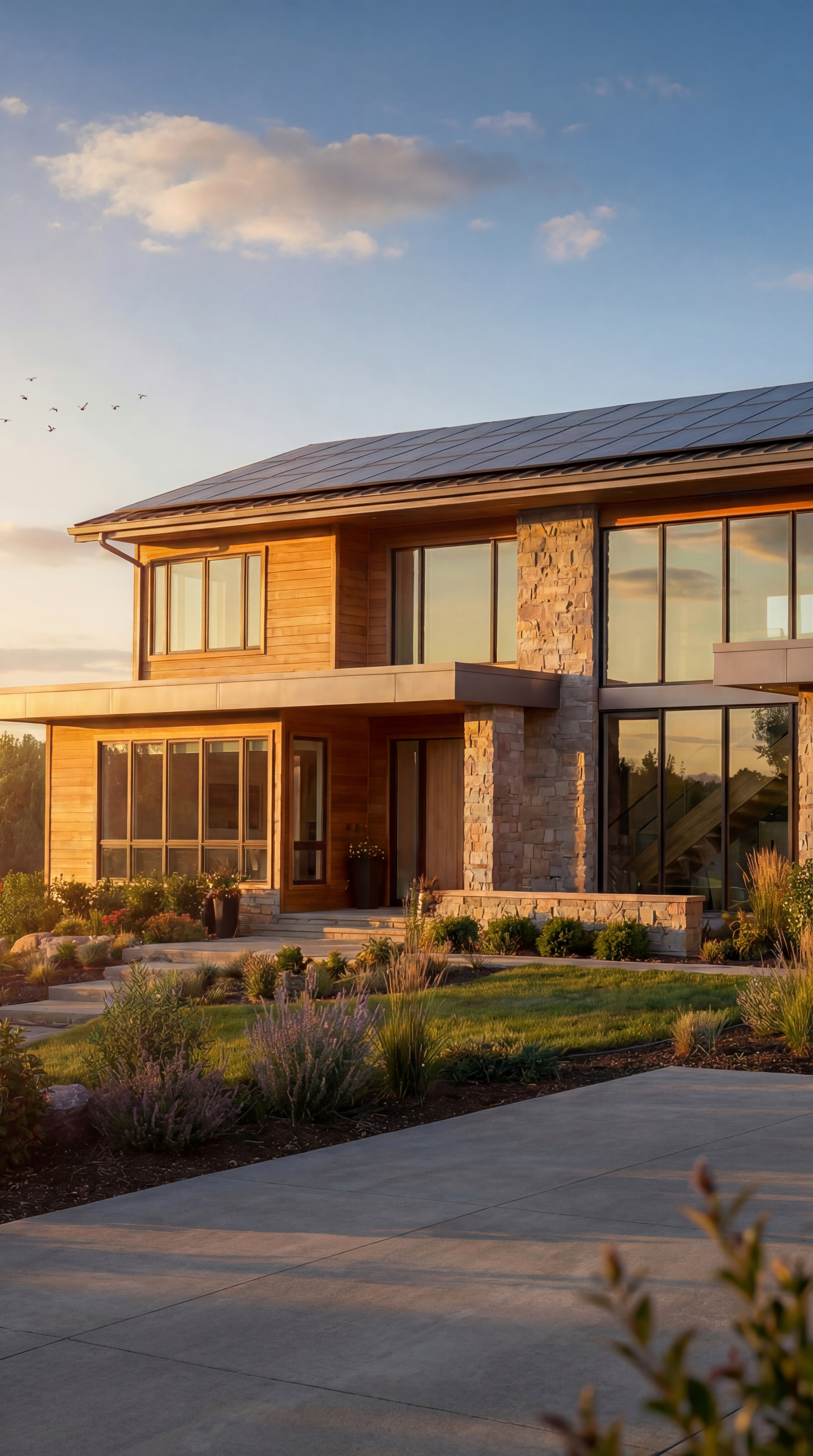 Modern home with solar