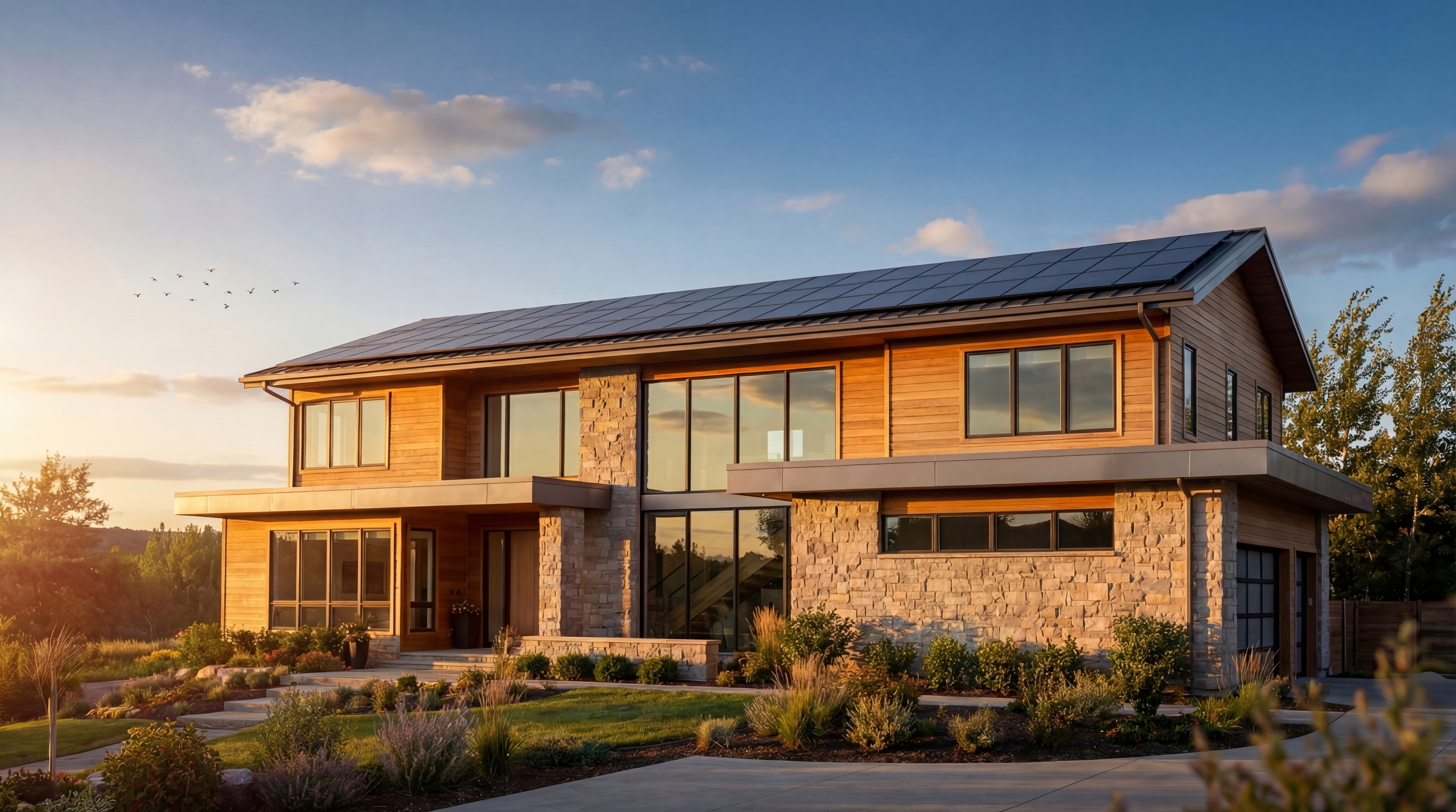 Modern home with solar