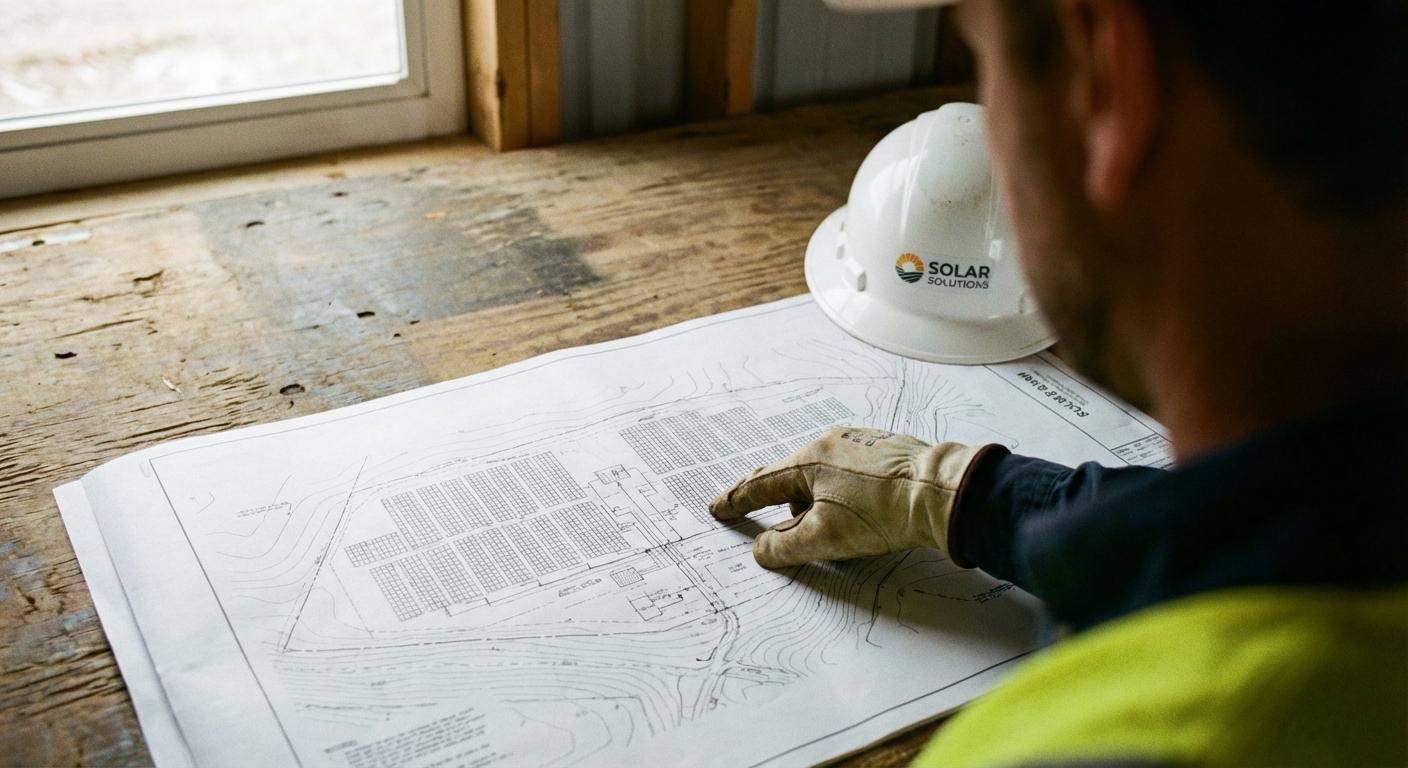 Installer reviewing solar site plan