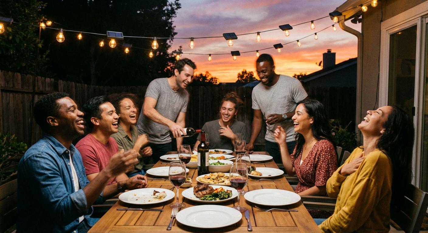 Friends enjoying evening outdoors