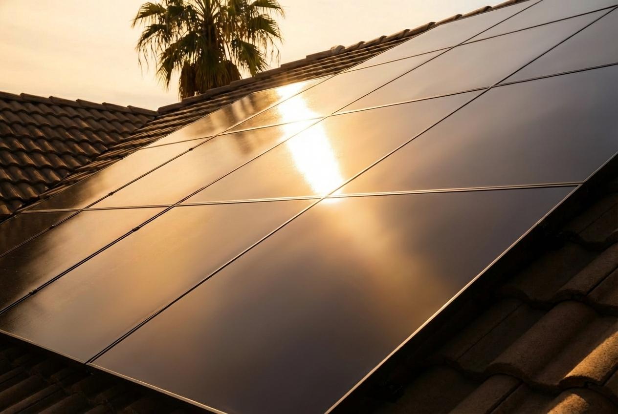 Close up of black solar panels